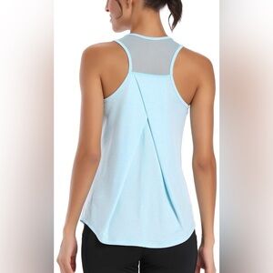 NWT Aeuui Sleeveless Workout Tank - Light Blue, Size Small